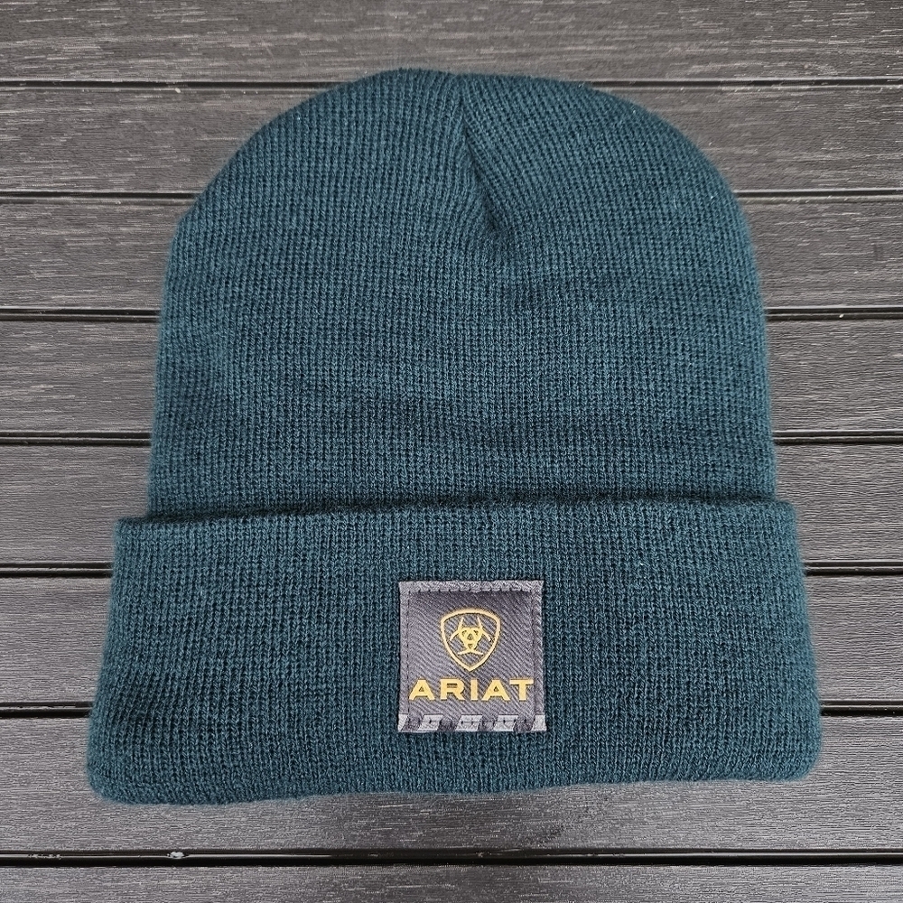 Ariat Boots Hunter Green Beanie Mens Womens Unisex Beanie Hat EUC CLEAN